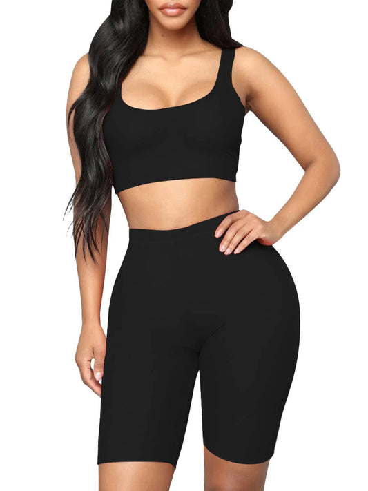 Black suite high waist running set